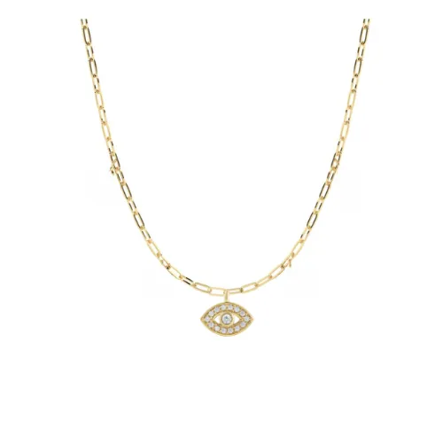 Evil Eye Charm Necklace | 10k Yellow Gold