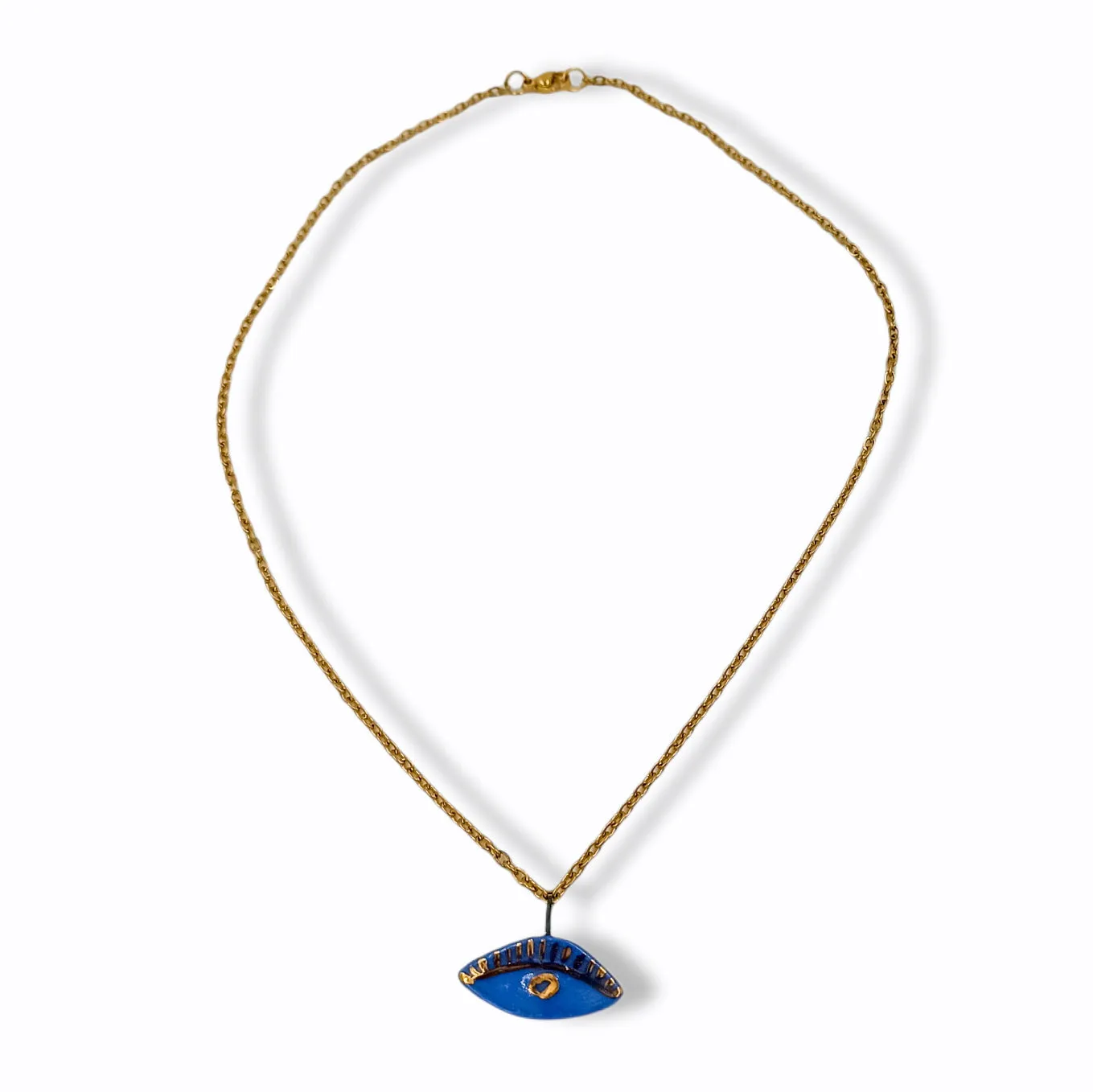 Evil Eye Pendant in Blue Porcelain