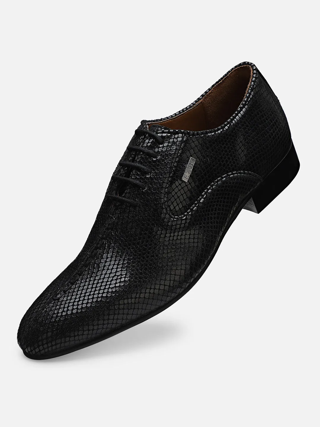 Ezok Men Black Leather Formal Shoes