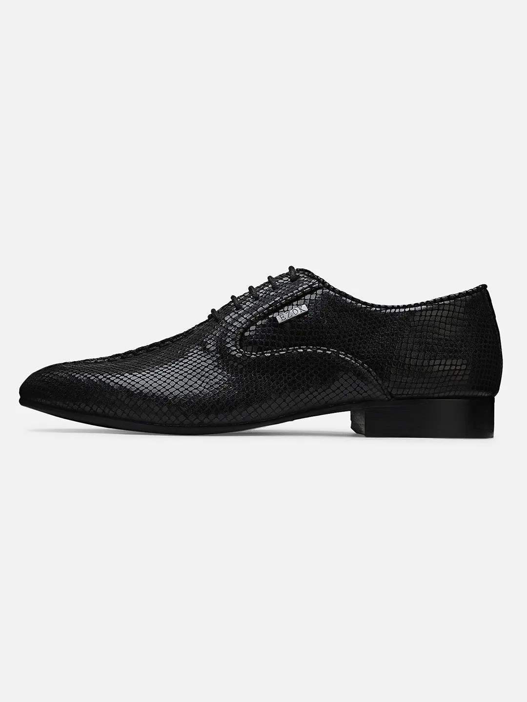 Ezok Men Black Leather Formal Shoes