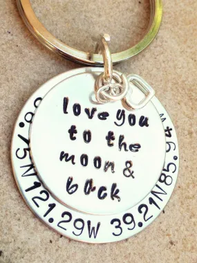 Father Gift, Boyfriend  Gift, keychain, key chain, love you to the moon and back, coordinate keychain, gifts for men, natashaaloha