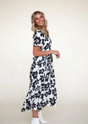 Feeling Pretty Printed Woven Bubble Sleeve Maxi Dress (RESTOCK)