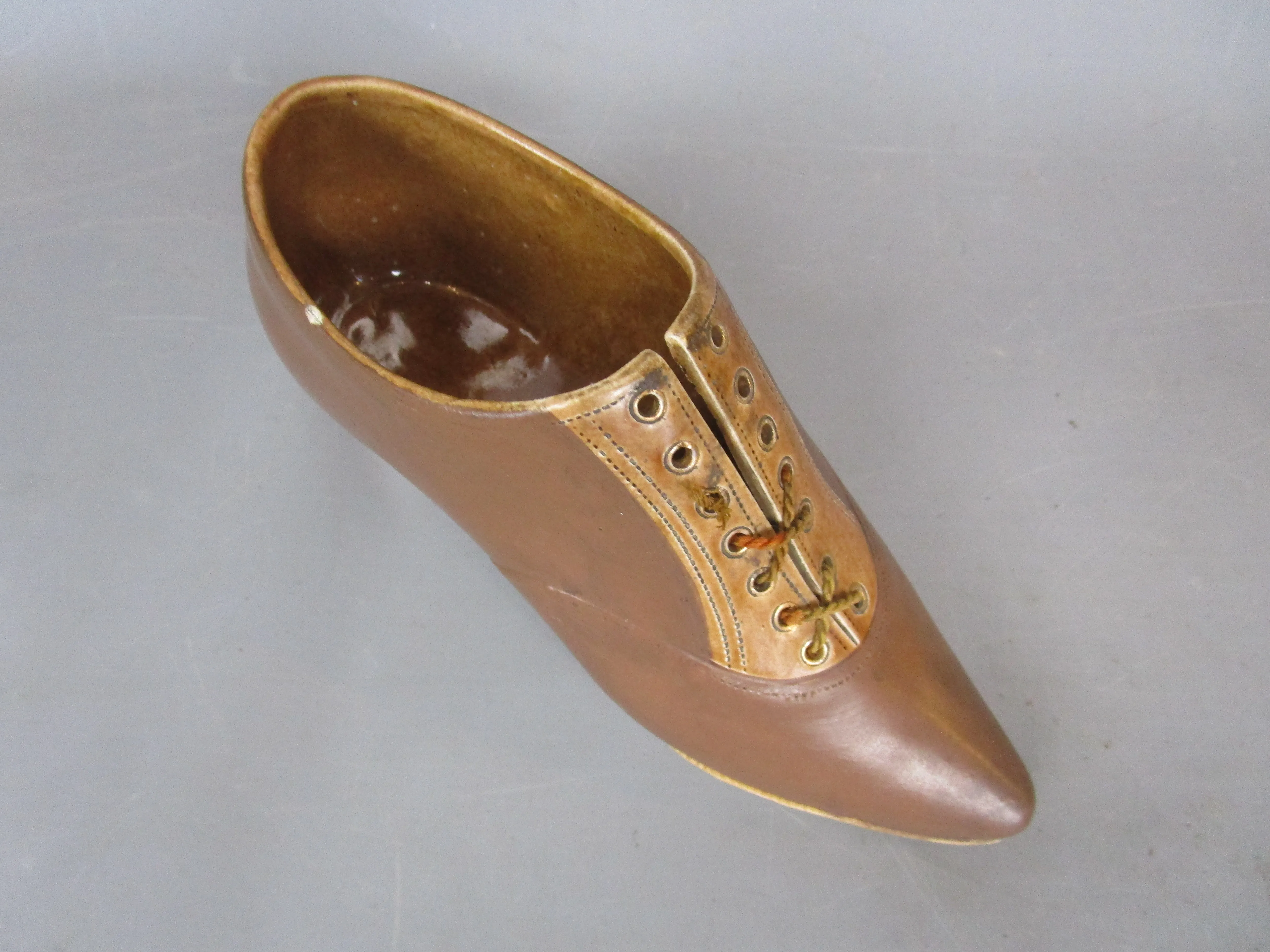 French Miniature Ceramic Shoe Figurine Antique Victorian c1900