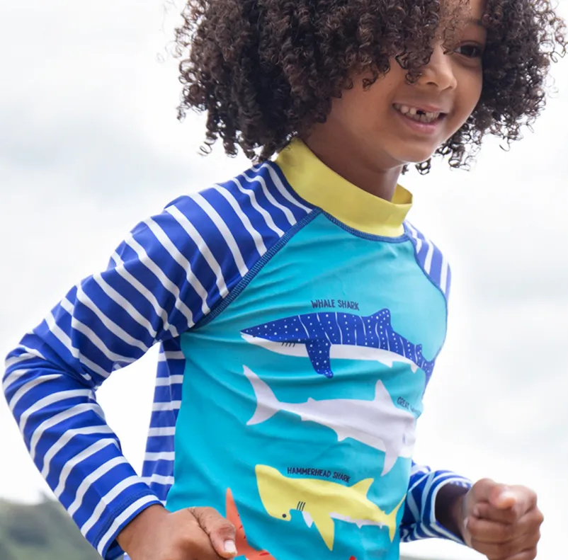 Frugi Sun Safe Rash Vest - Tropical Sea Shark