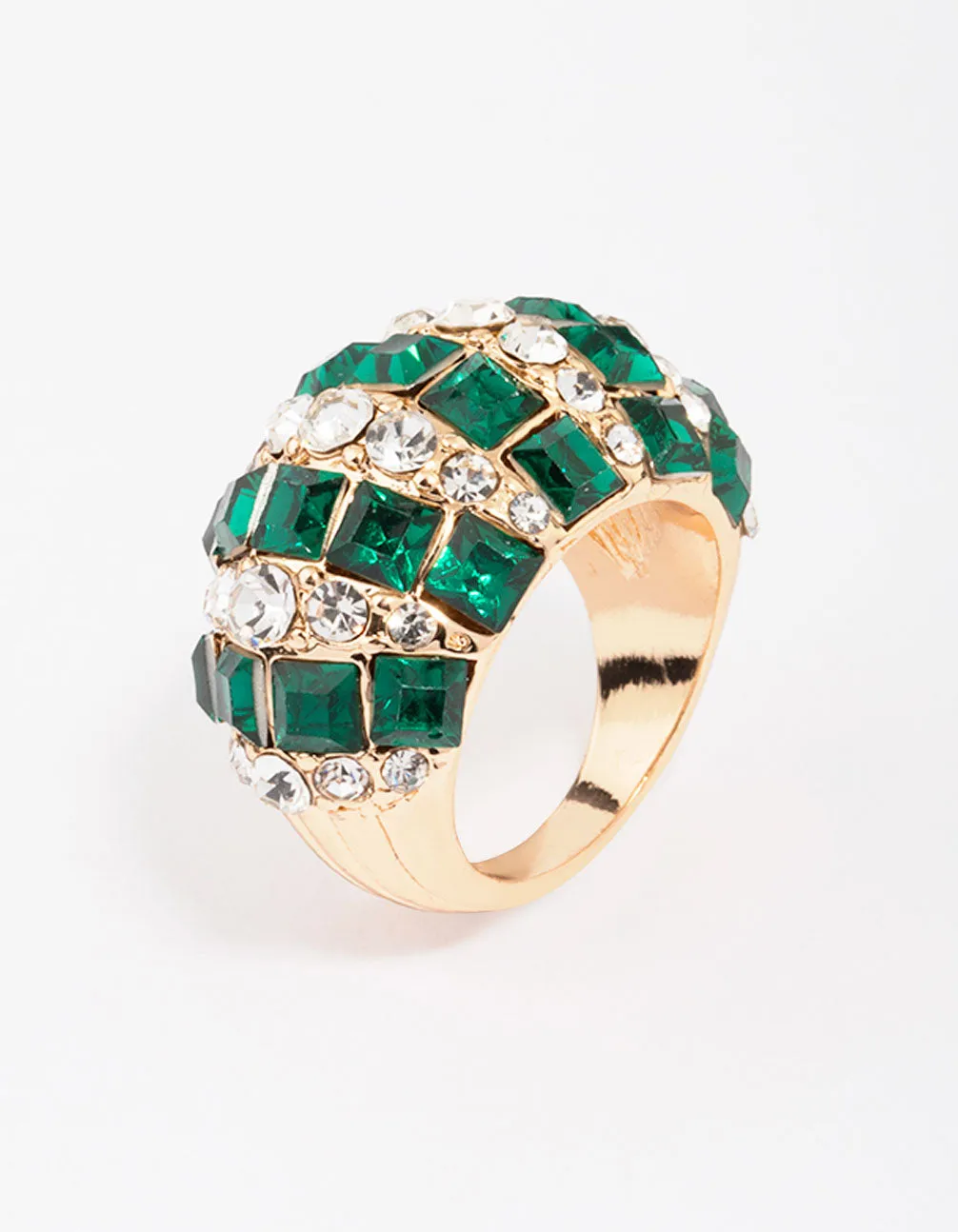 Gold Emerald Stripe Dazzling Ring