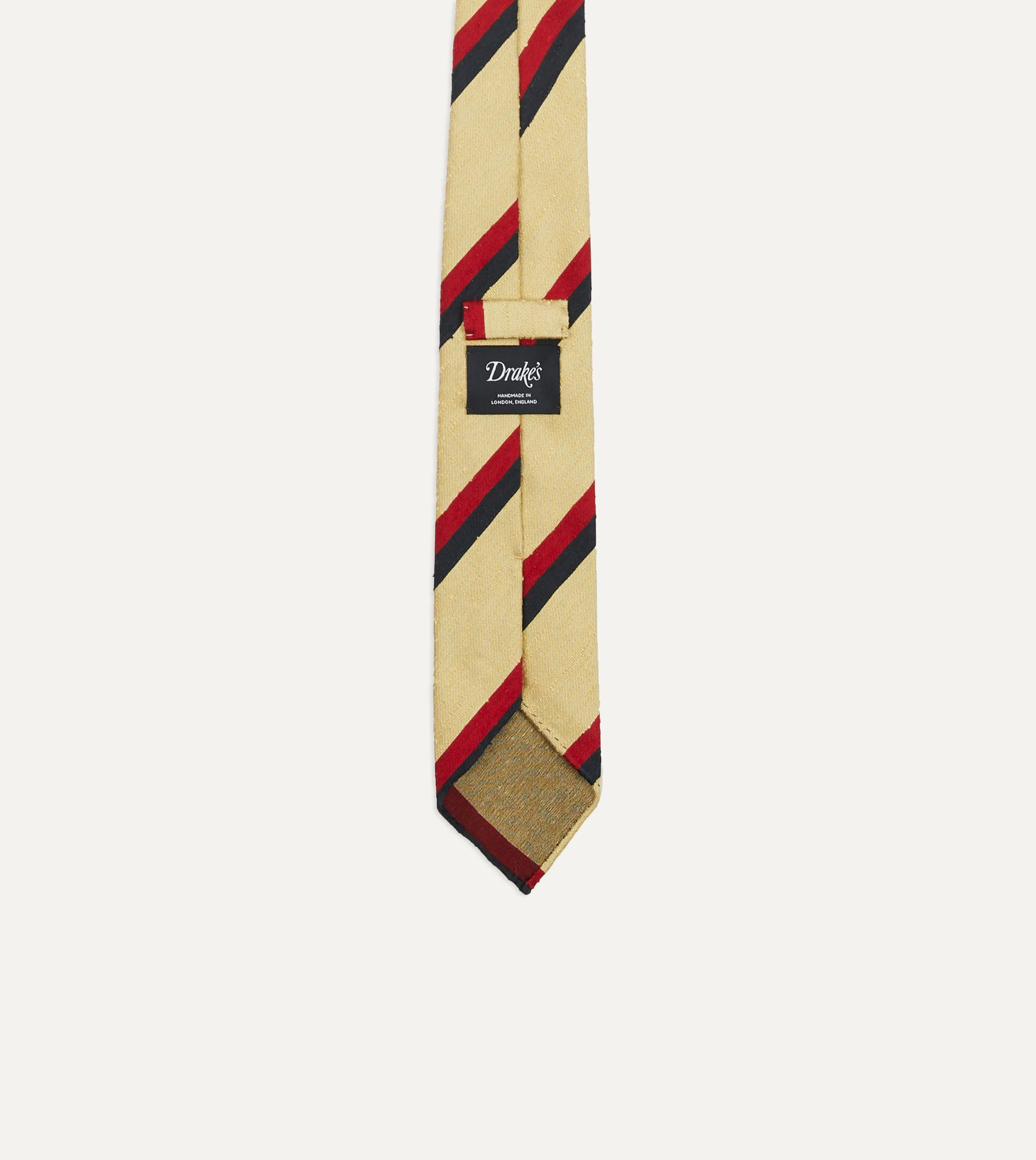 Gold, Red and Navy Stripe Shantung Silk Tie