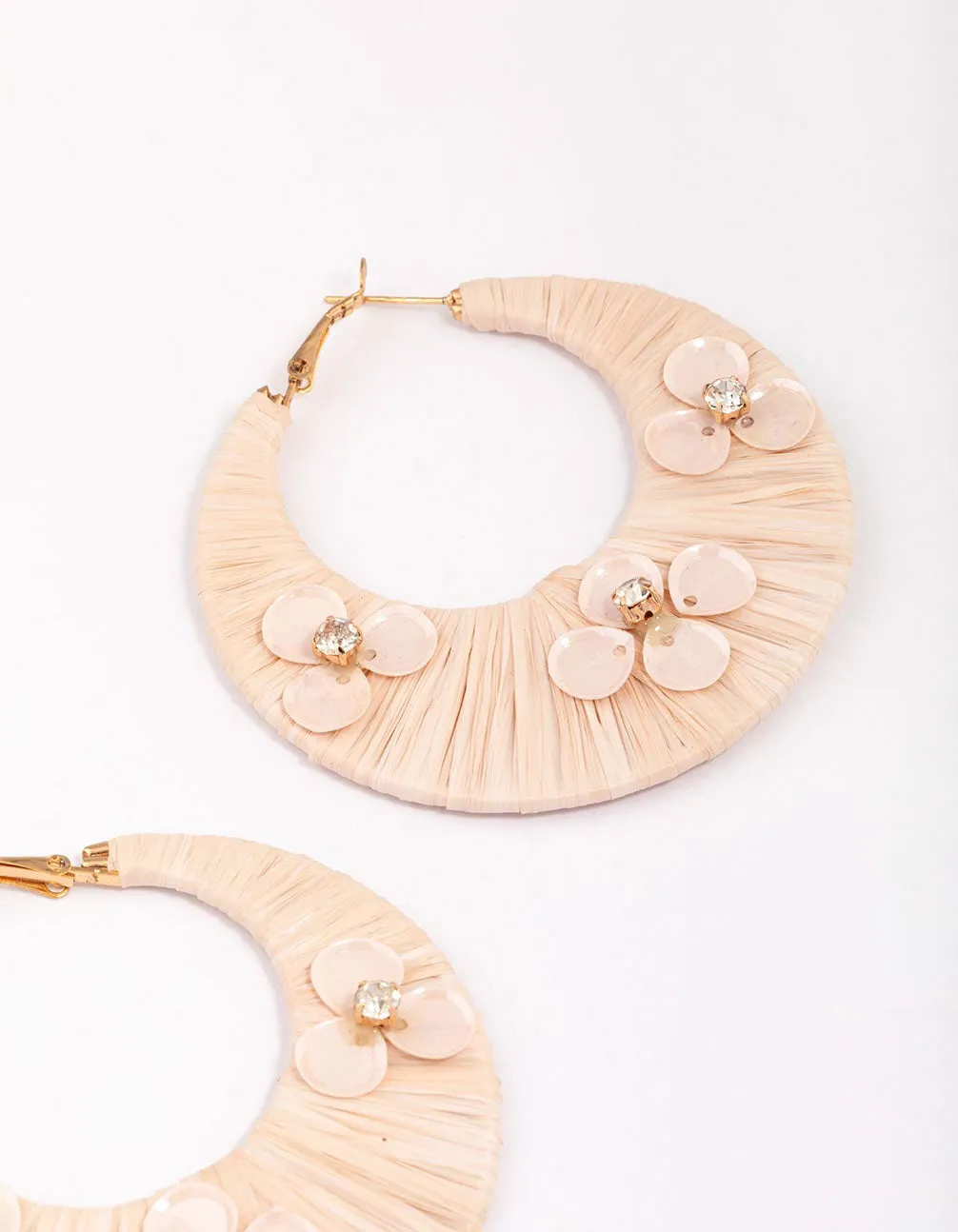 Gold Wrapped Flower Hoop Earrings