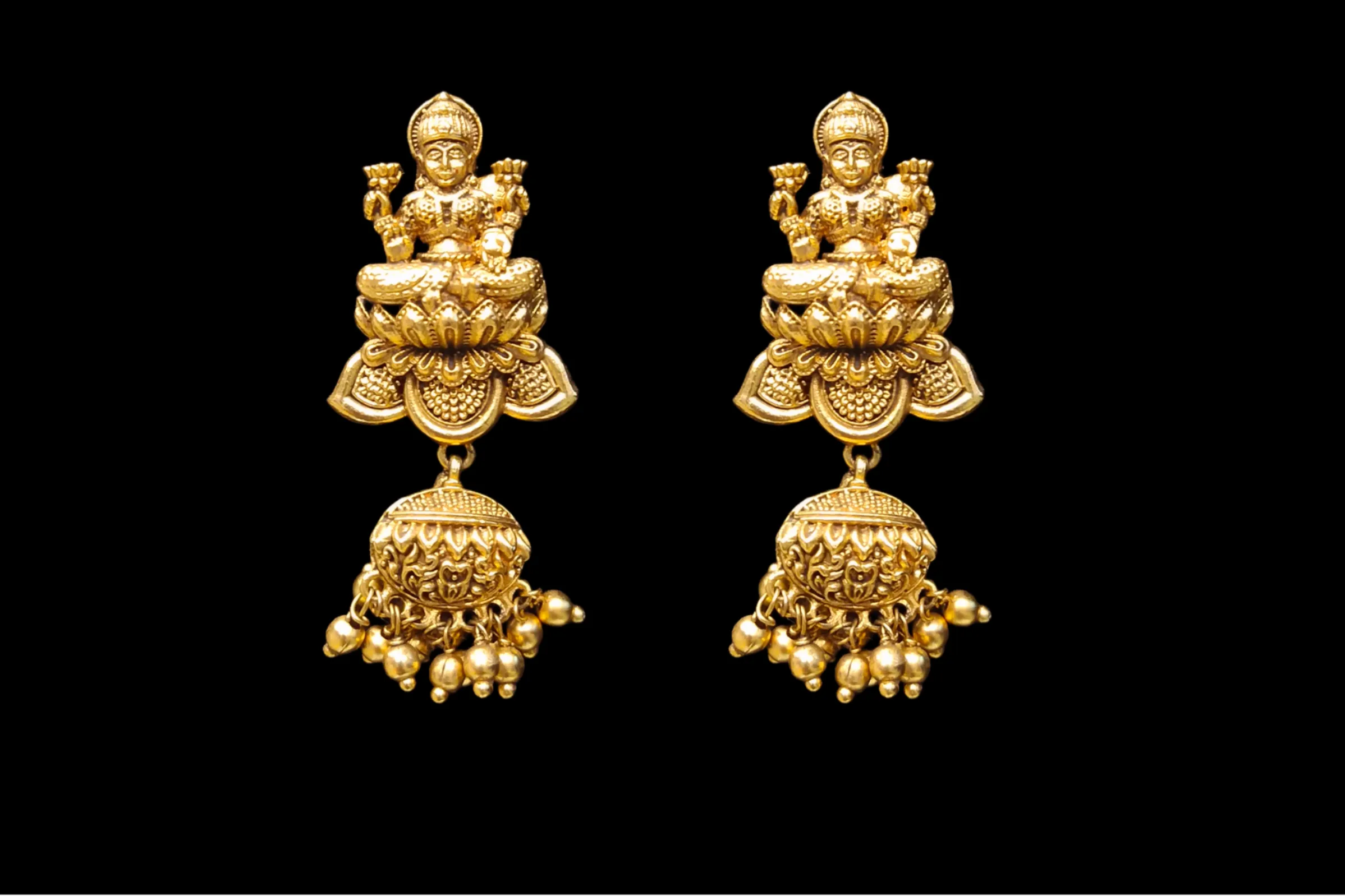 Golden Cluster Beads Temple Laxmi Necklace Set By Asp Fashion Jewellery