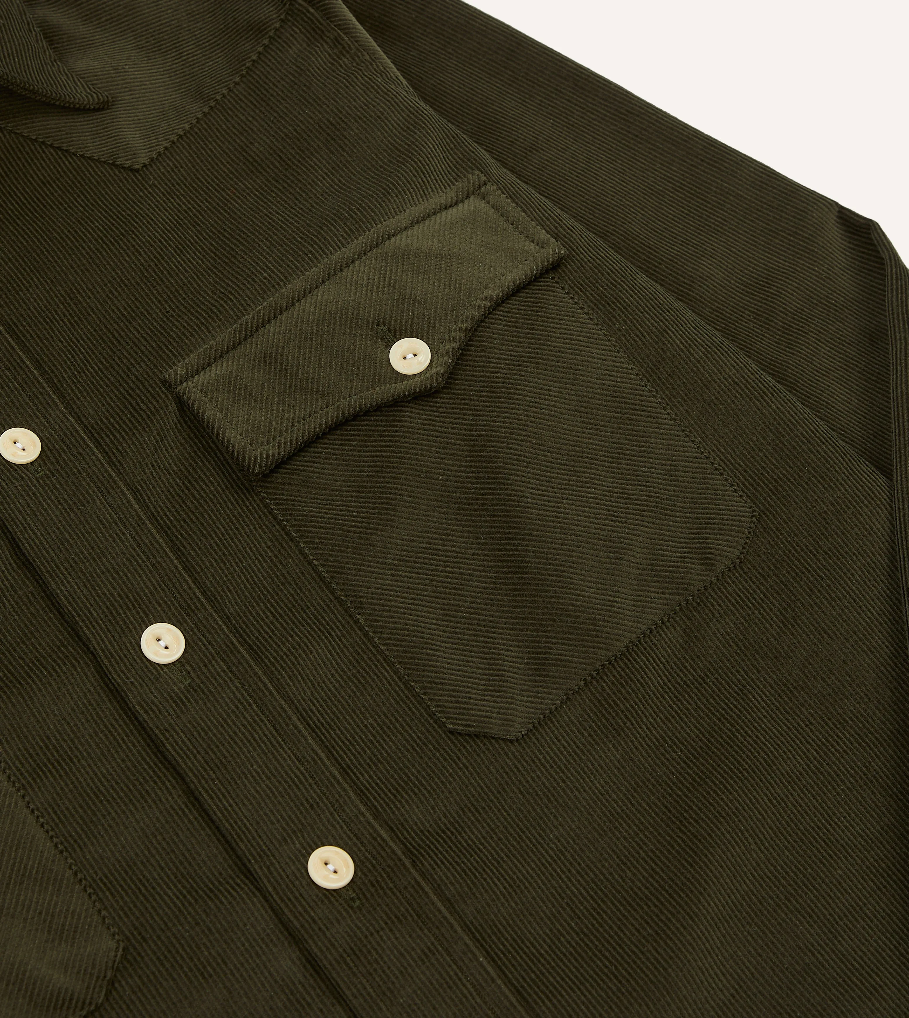 Green Corduroy Two-Pocket Western Shirt