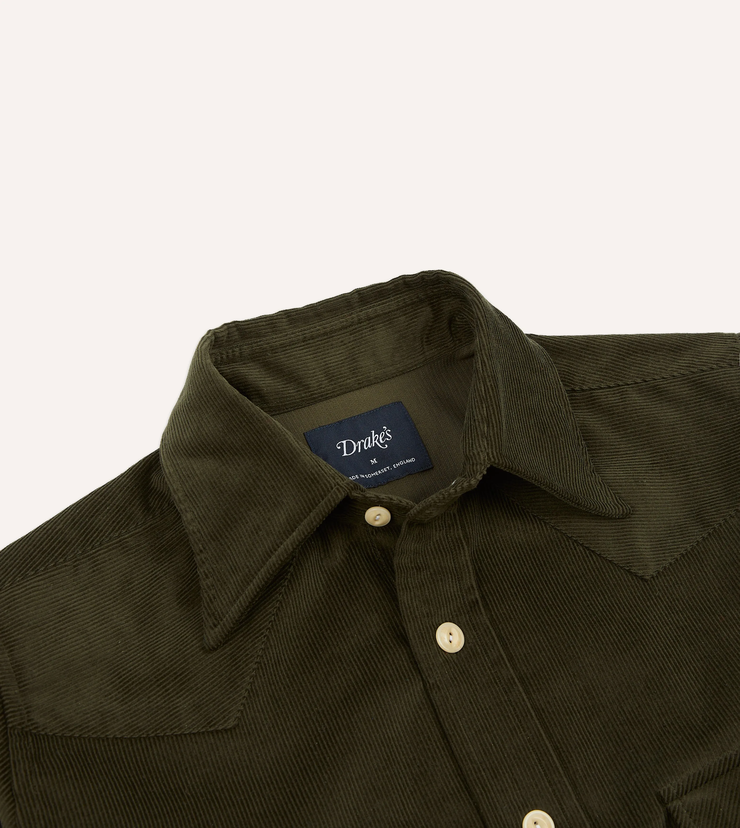 Green Corduroy Two-Pocket Western Shirt