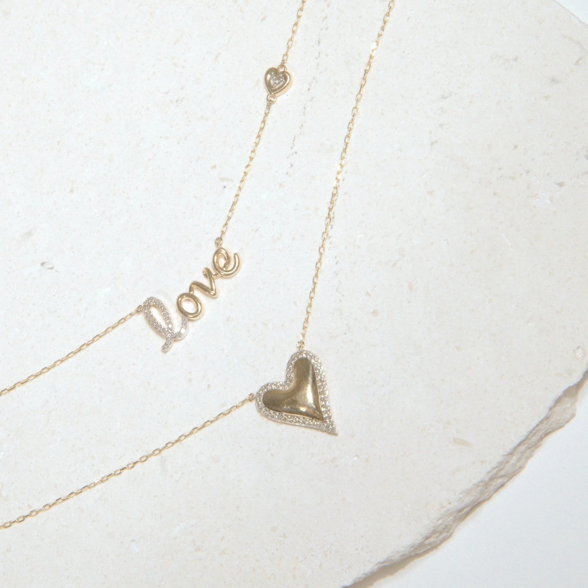 Heart with Diamond Halo Necklace