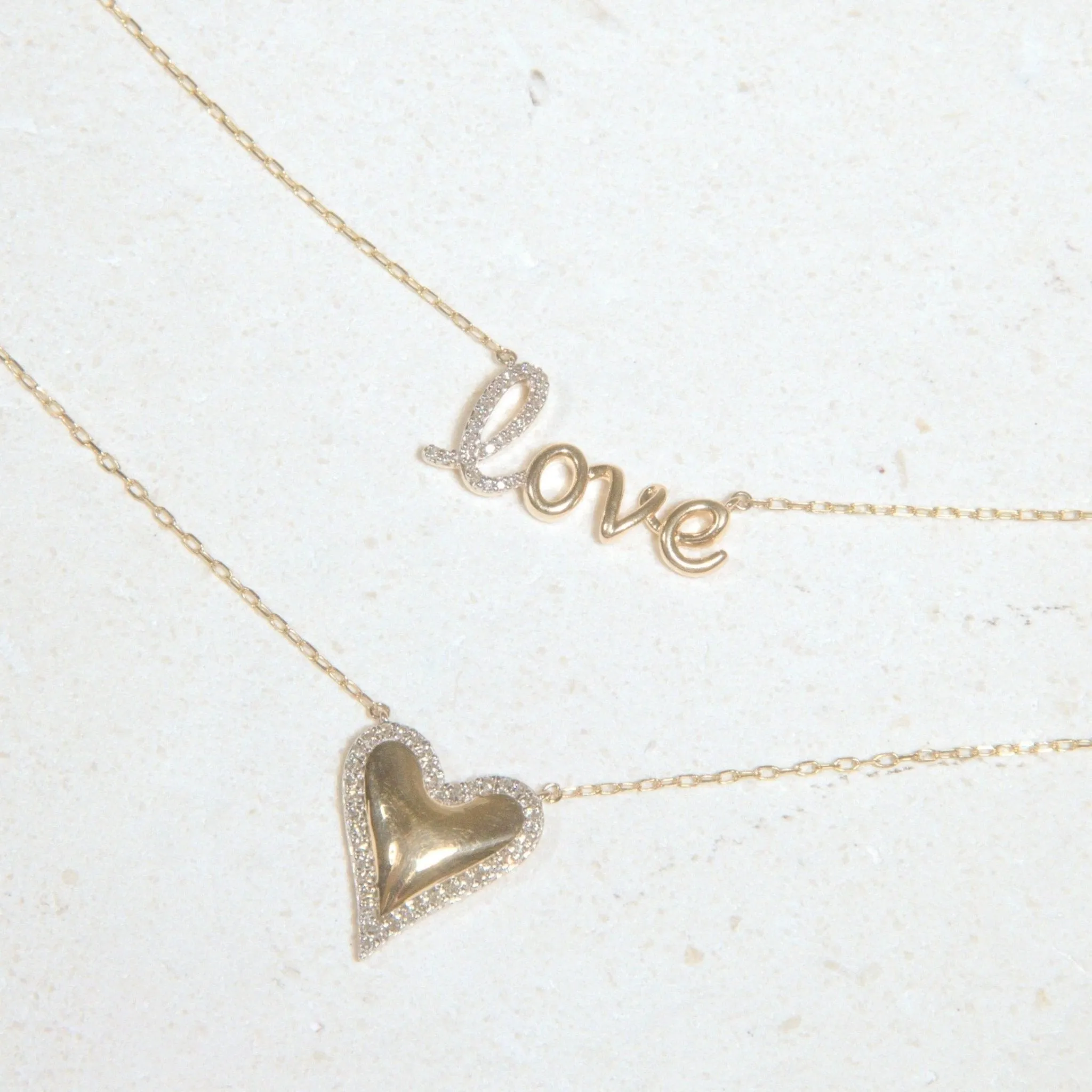 Heart with Diamond Halo Necklace