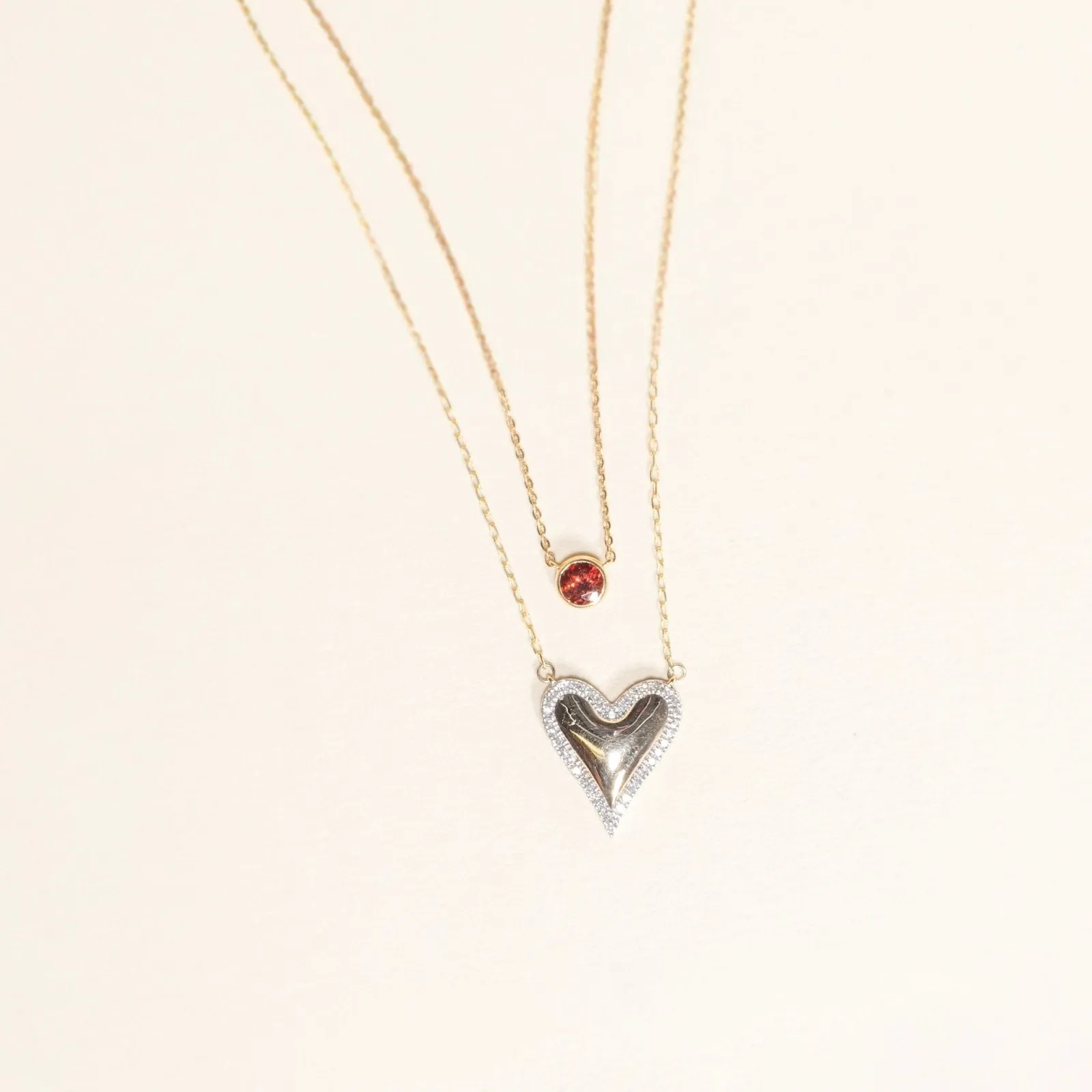 Heart with Diamond Halo Necklace