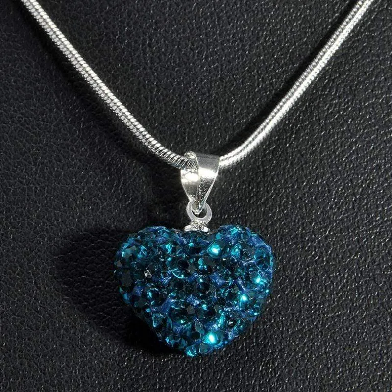 Hearts on Fire Blue Rhinestone Necklace