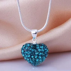 Hearts on Fire Blue Rhinestone Necklace