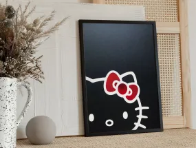 Hello Kitty Portrait Iconic Art Print | Black & Red