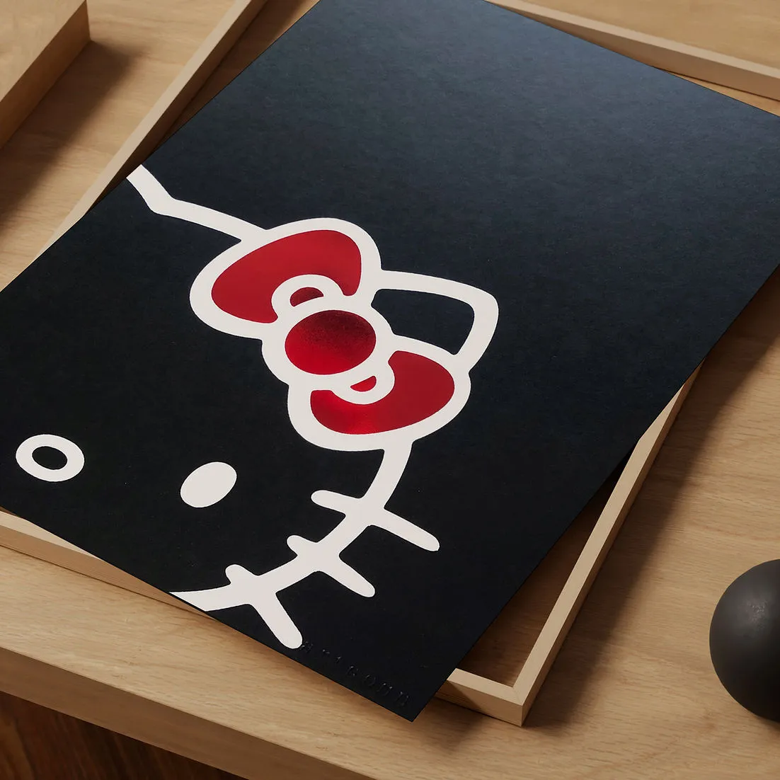 Hello Kitty Portrait Iconic Art Print | Black & Red