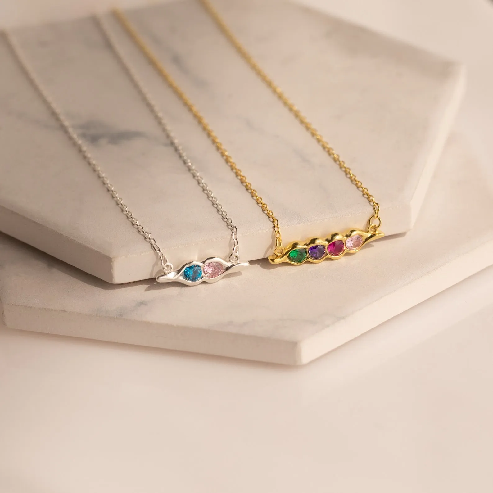 Horizontal Pod Birthstone Necklace