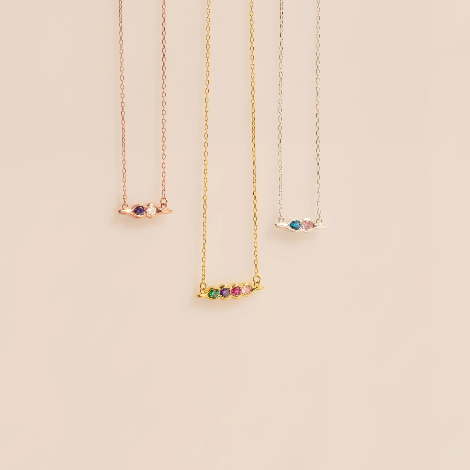 Horizontal Pod Birthstone Necklace