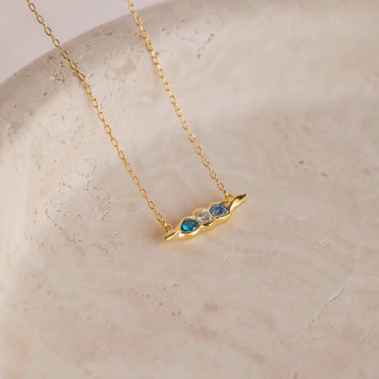 Horizontal Pod Birthstone Necklace