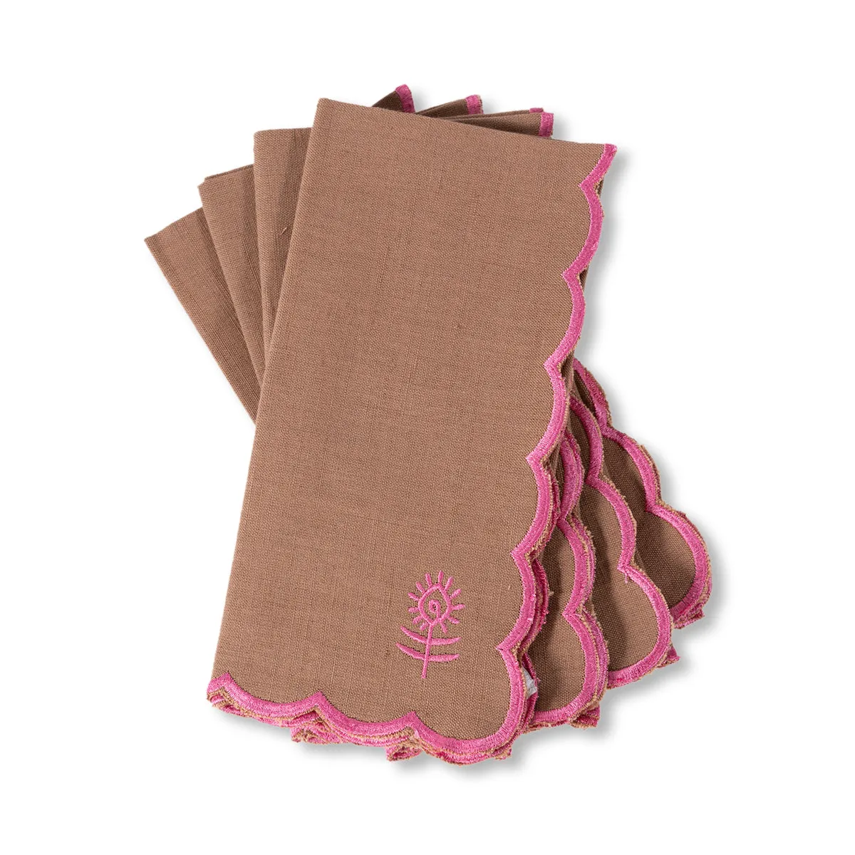 Icon Linen Napkins S/4 - Khaki   Hot Pink