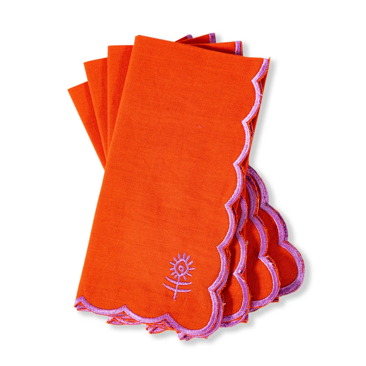 Icon Linen Napkins S/4 - Orange   Lilac