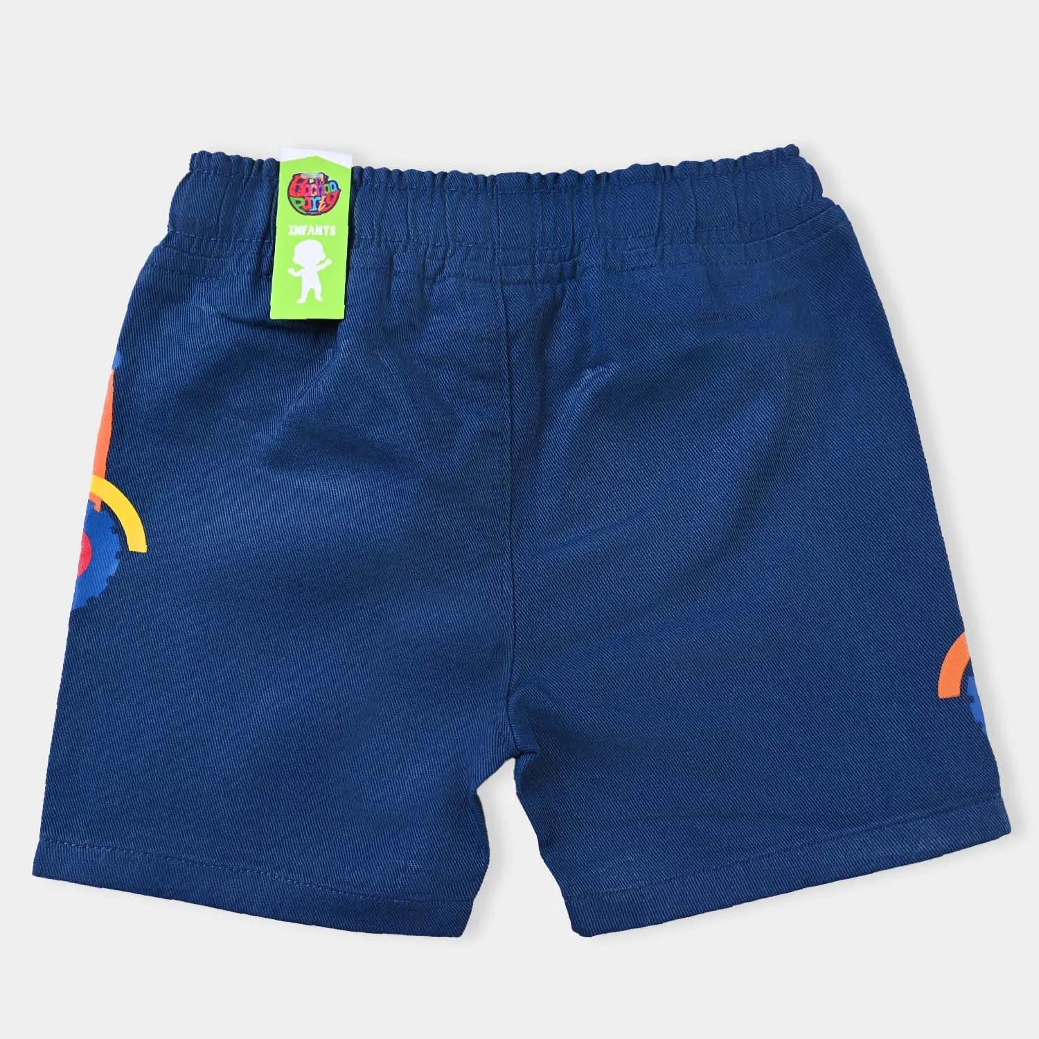 Infant Boys Cotton Twill Short Colored Trucks-NAVY