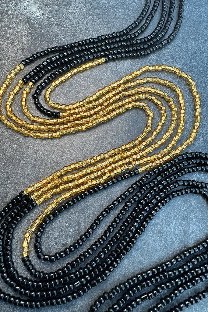 Infinity Black and Gold Waist Beads