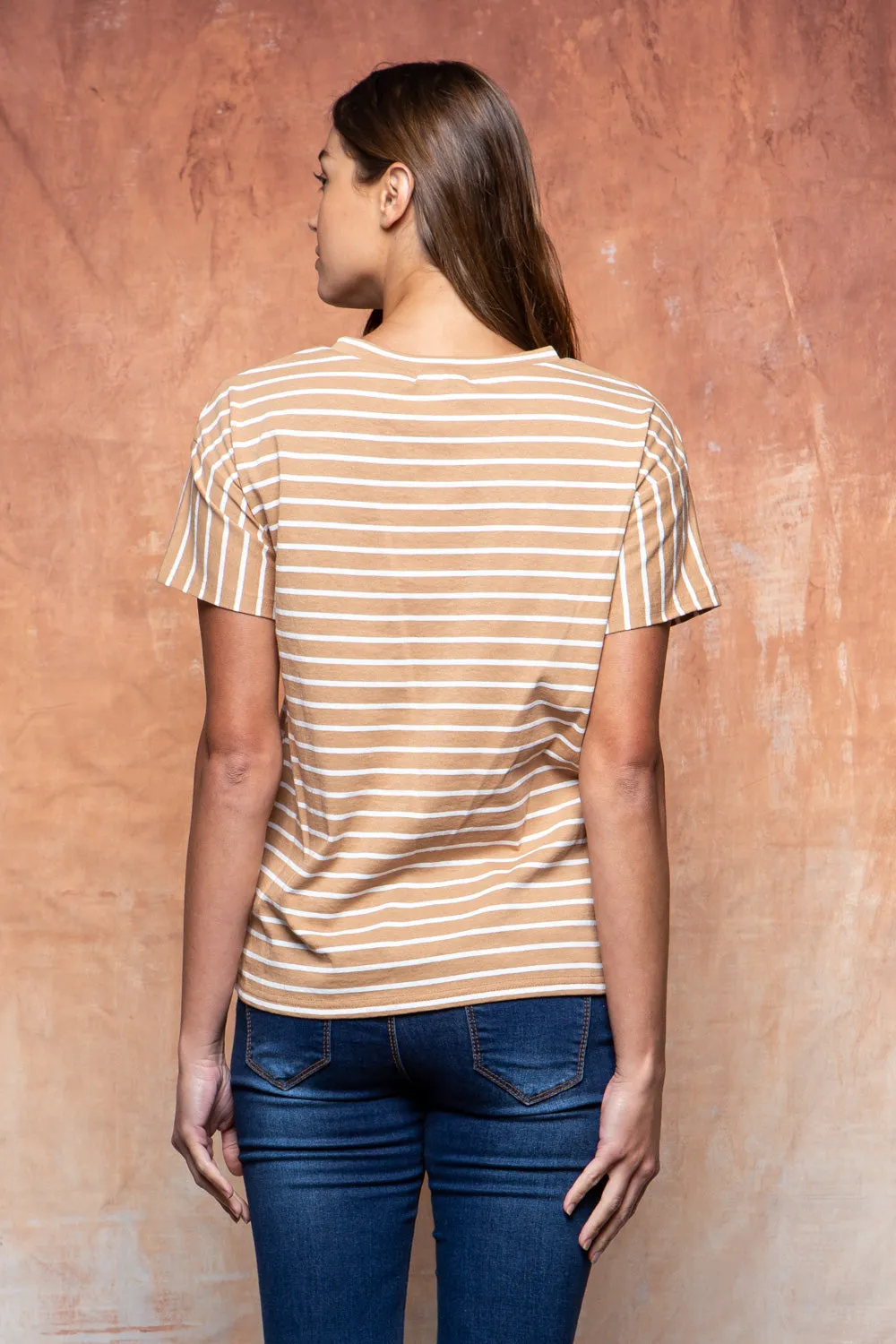 Jade Classic Stripe Tee in Camel