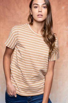 Jade Classic Stripe Tee in Camel