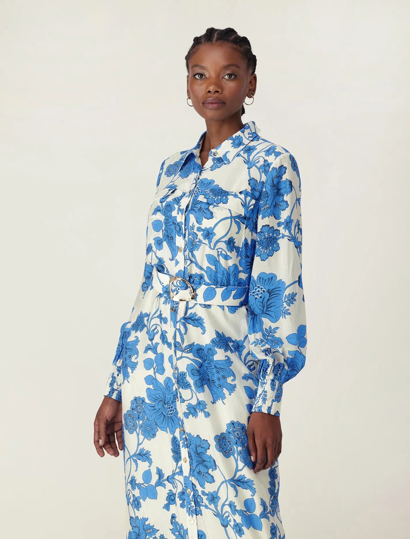 Janie Printed Shirt Midi Dress