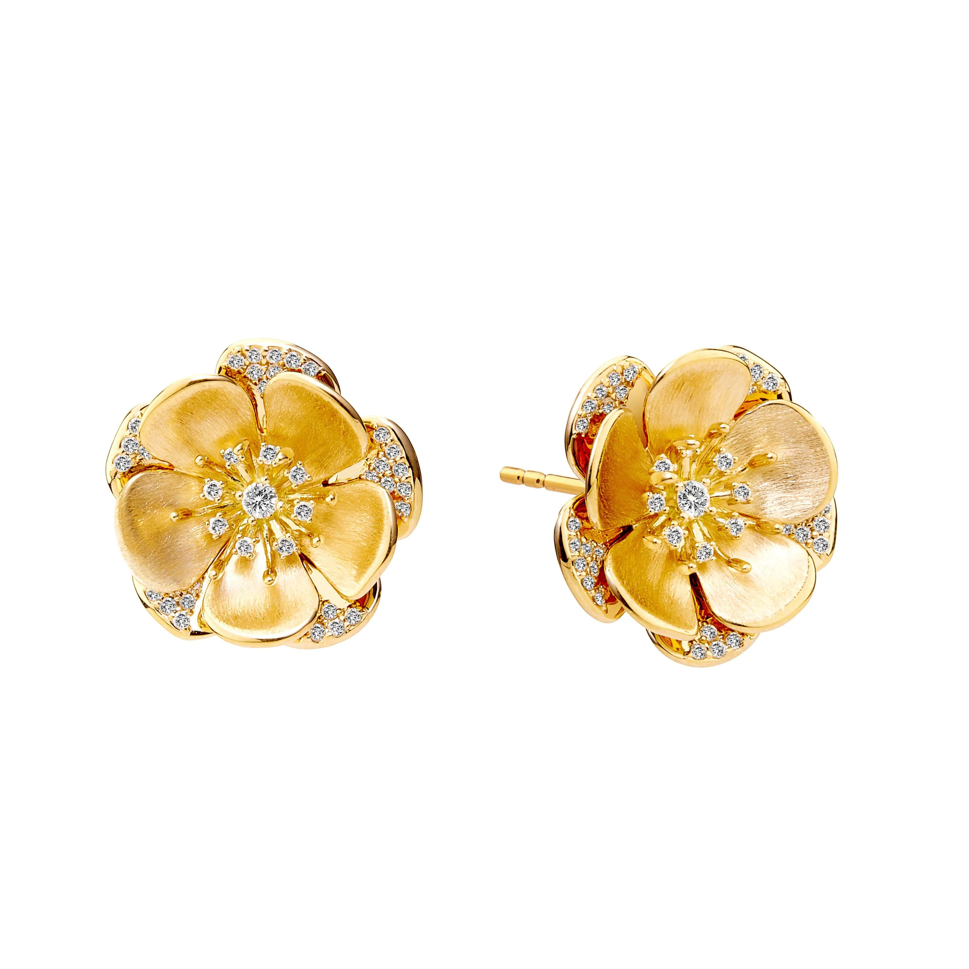 Jardin Camellia Satin Flower Earrings