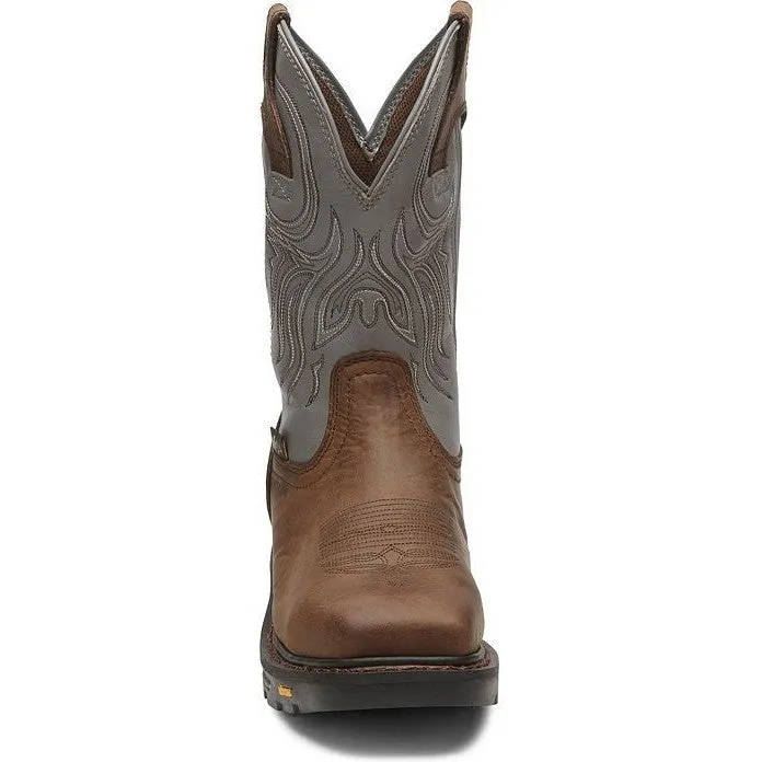 Justin Men's Tanker 11" Steel Toe Western Work Boot -Brown- WK2102