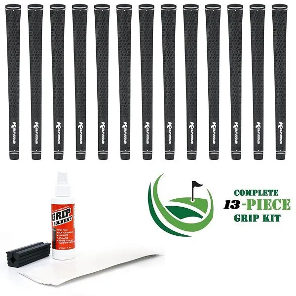 Karma Velour - 13 piece Golf Grip Kit (with tape, solvent, vise clamp) - BLACK