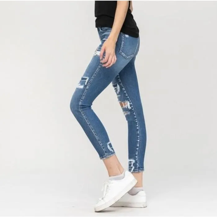 Lined Distressed Jeans