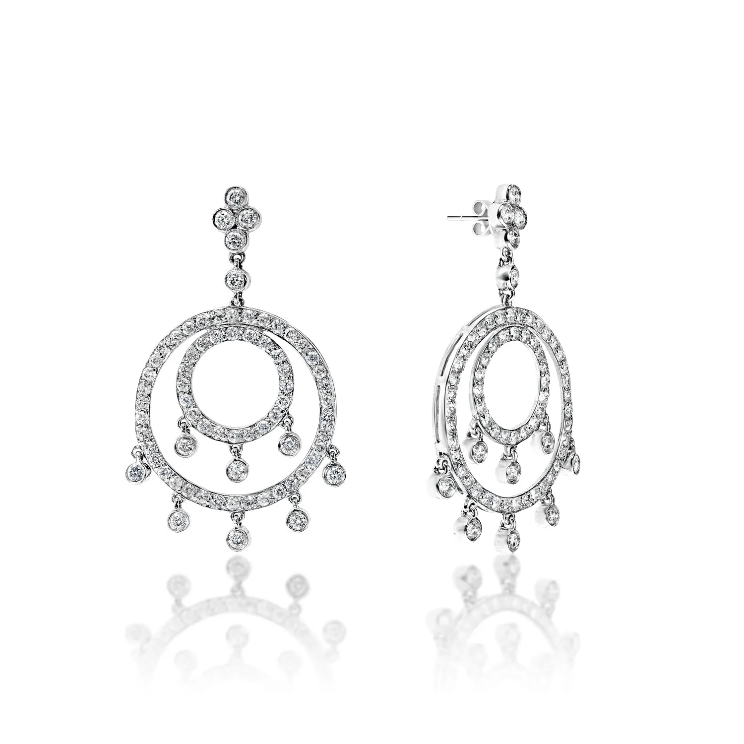 Madilyn 2 Carat Round Brilliant Diamond Hanging Earrings in 14k White Gold