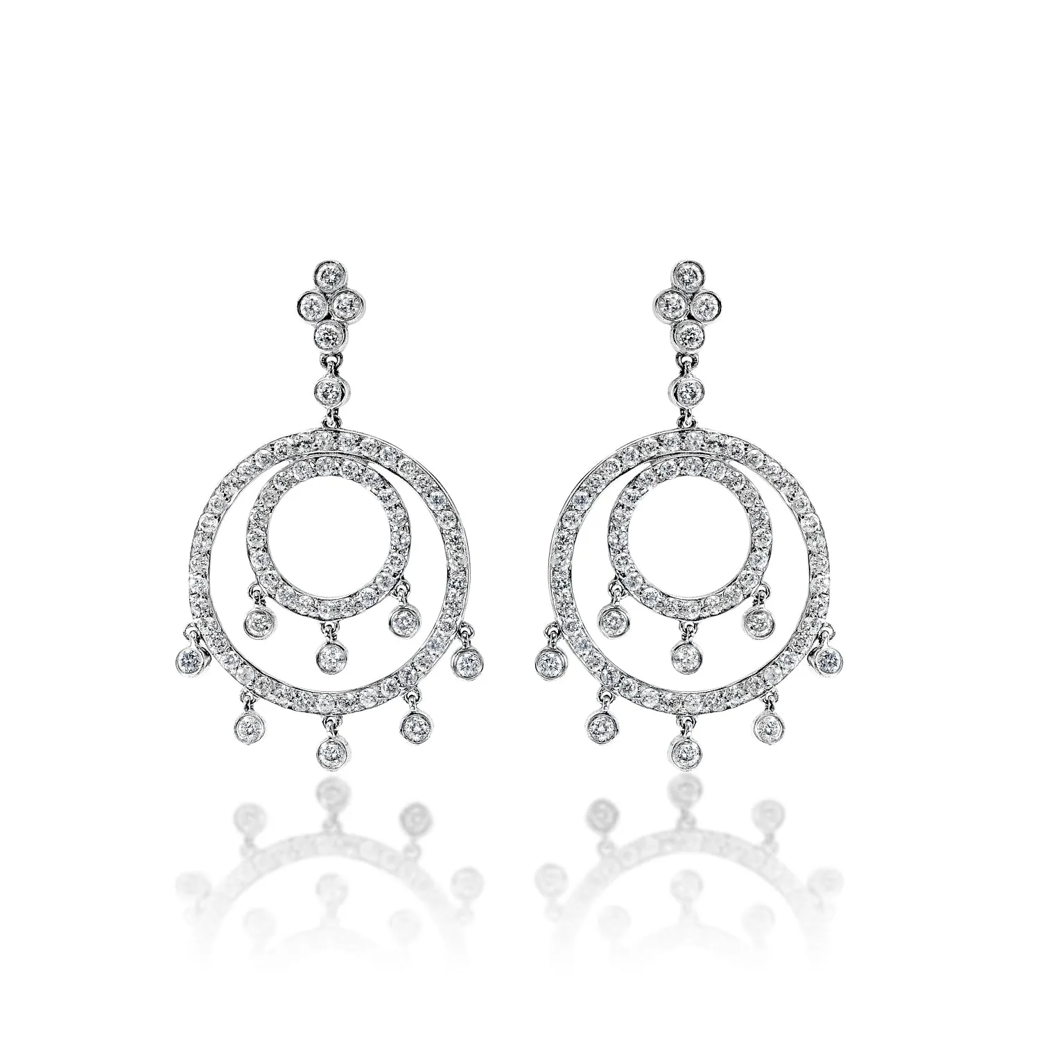 Madilyn 2 Carat Round Brilliant Diamond Hanging Earrings in 14k White Gold