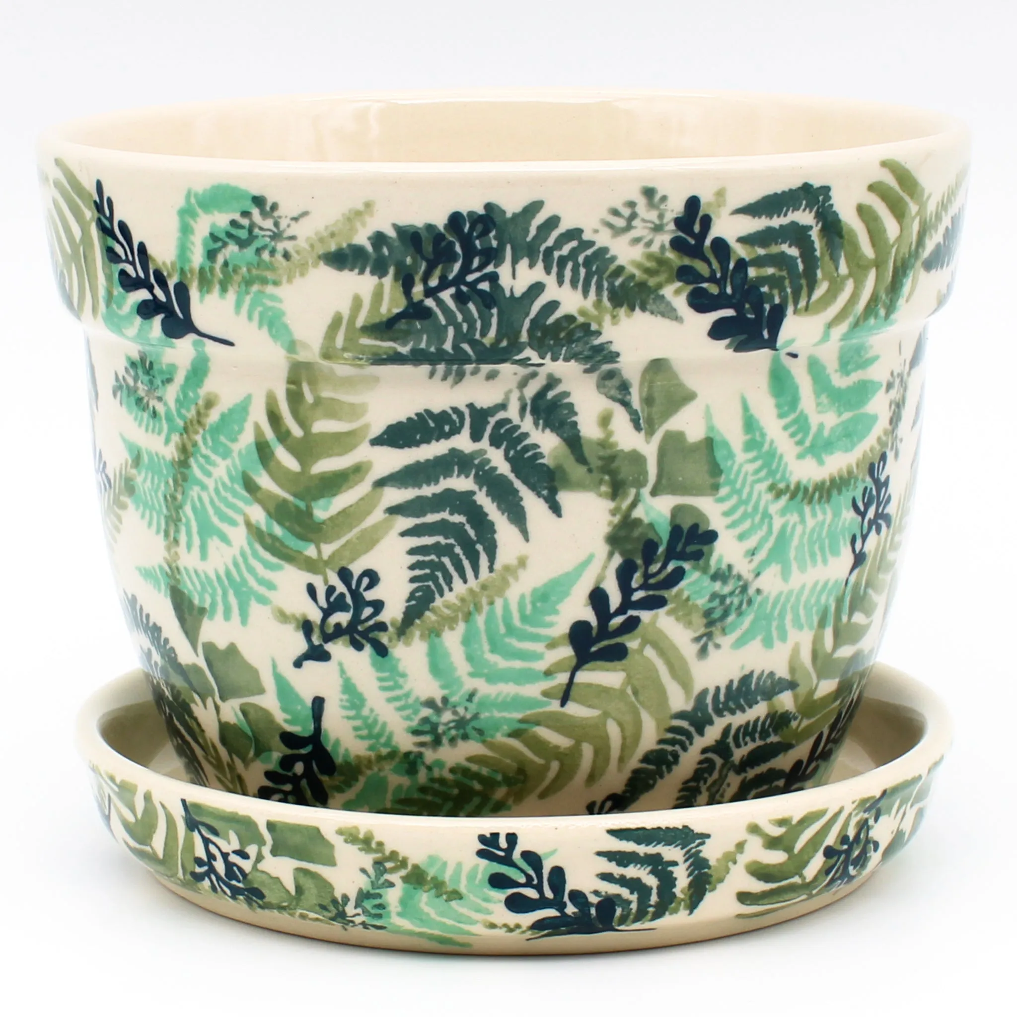 Md Flower Pot w/Plate in Ferns