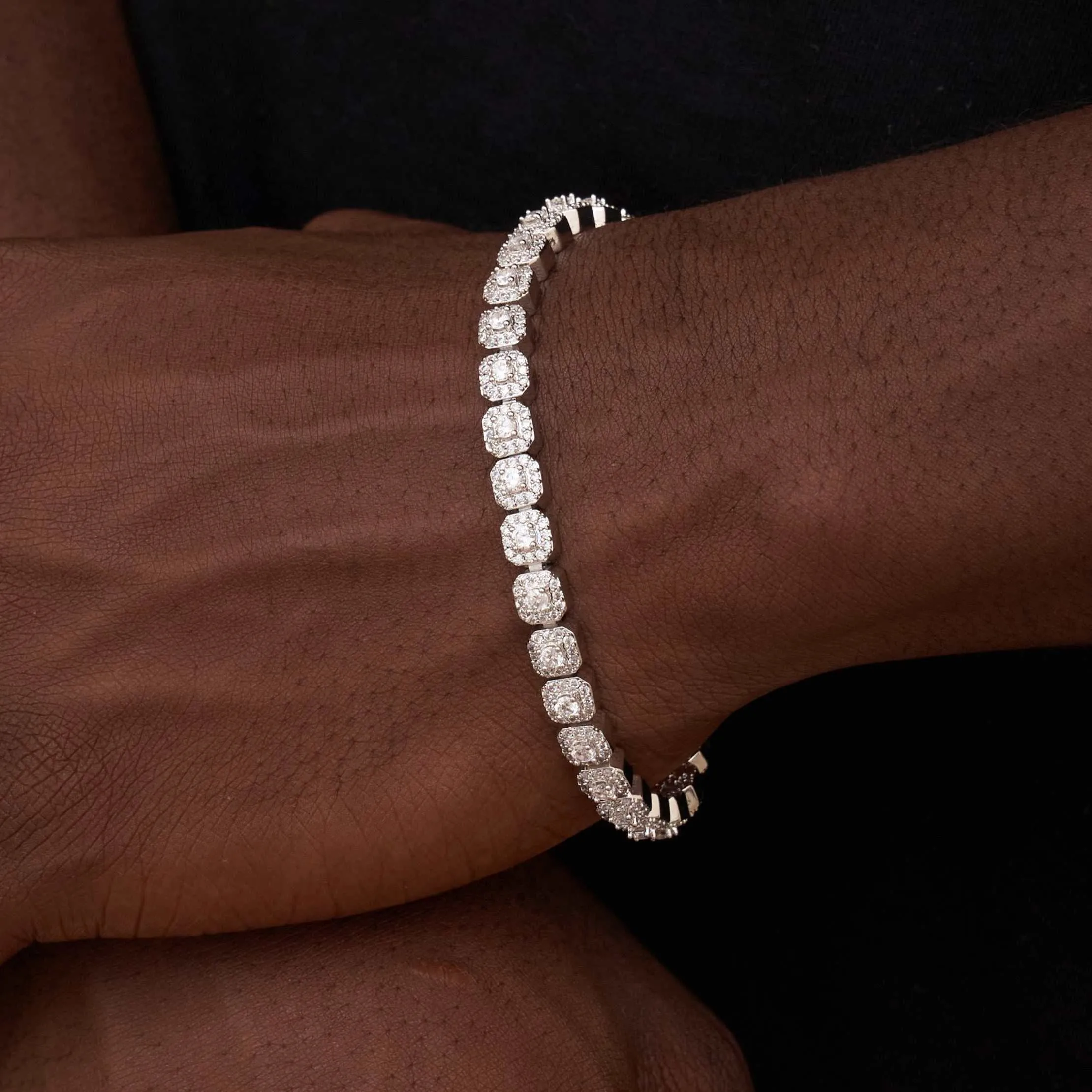 Micro Clustered Tennis Bracelet - White Gold