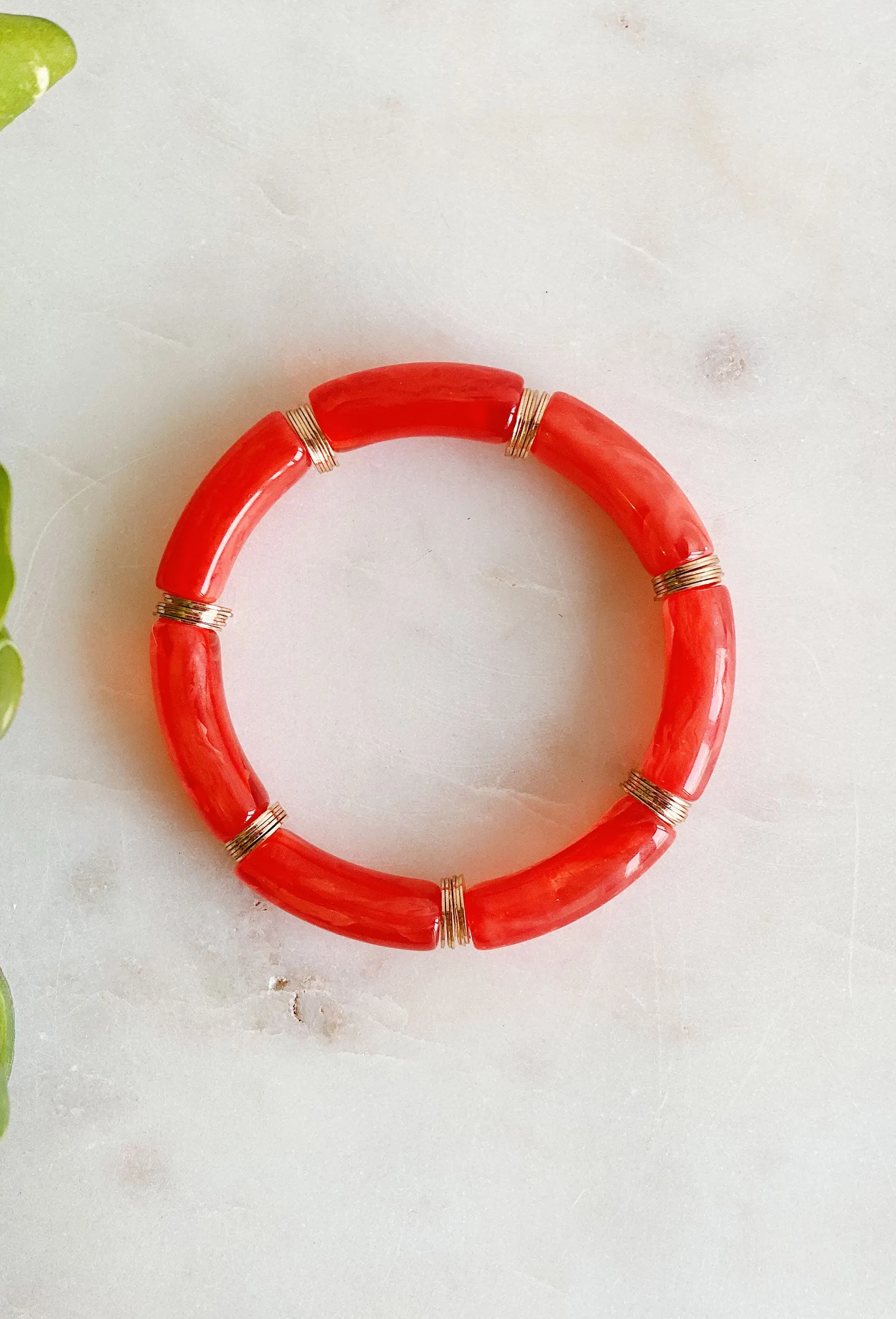 Mollie Acrylic Bracelet in Coral