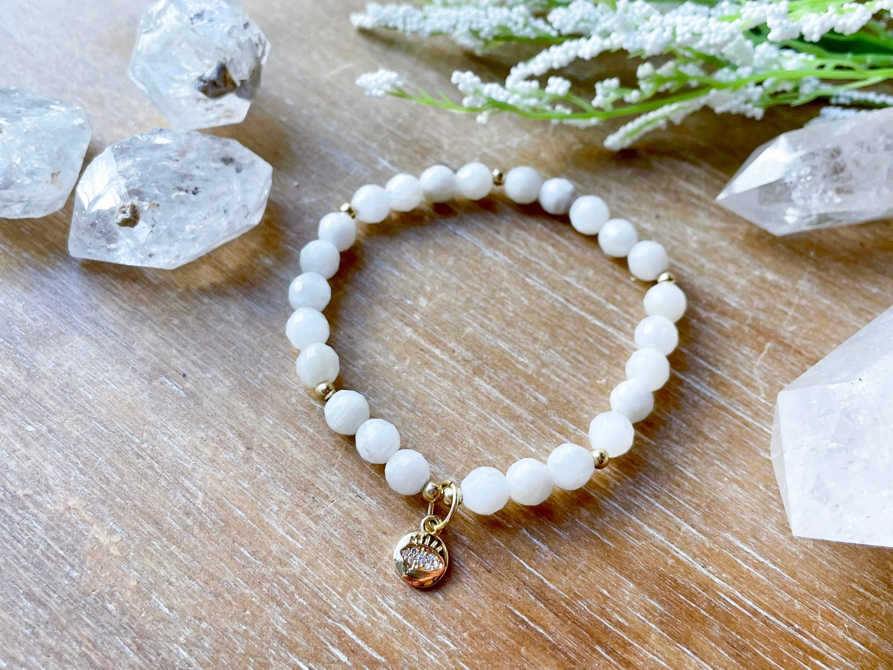 Moonstone Evil Eye Beaded Bracelet || Reiki Infused