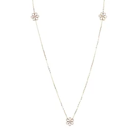 Mother of Pearl Flower with Diamonds Station Necklace