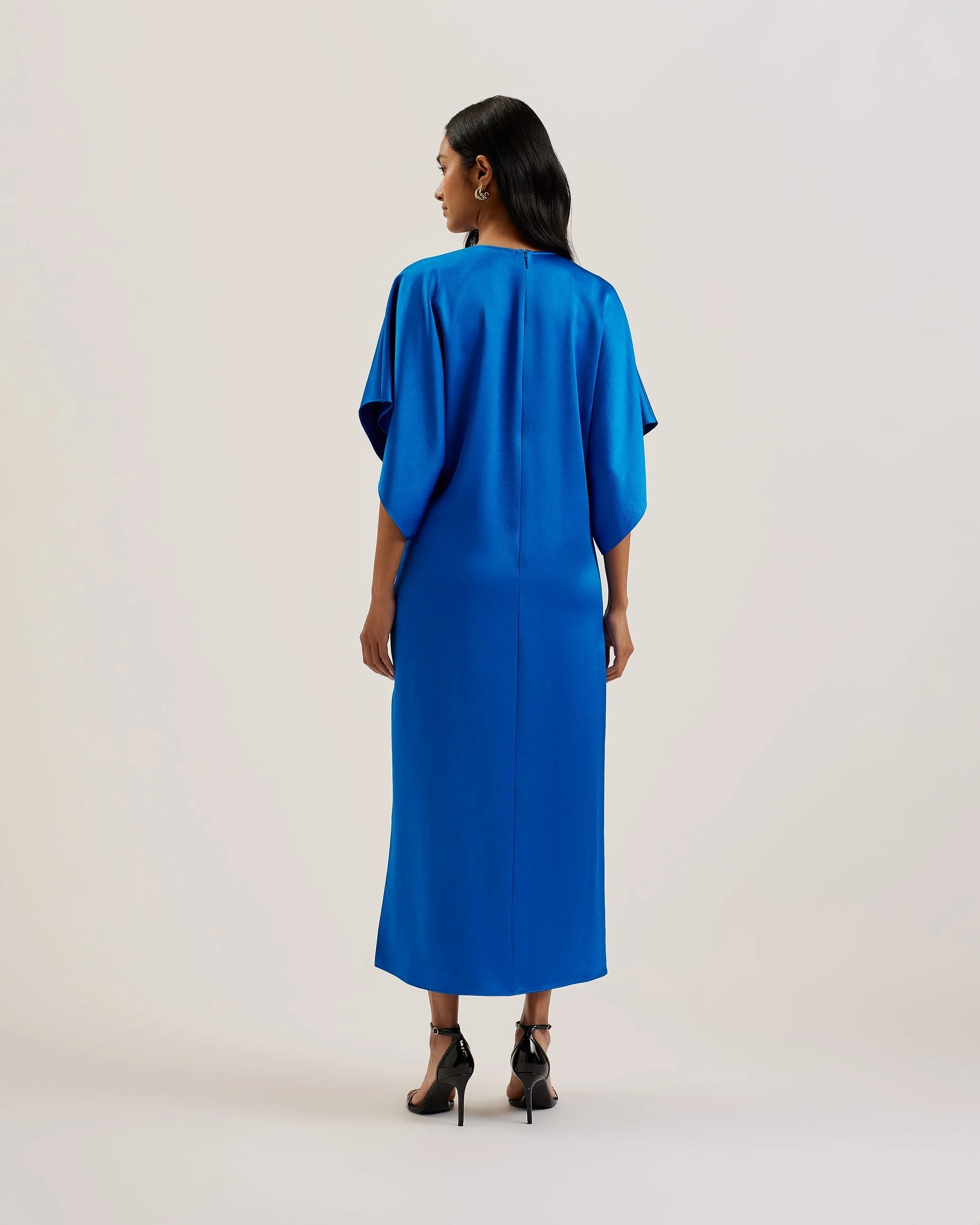 Navala Batwing Sleeve Side Split Midi Dress Blue