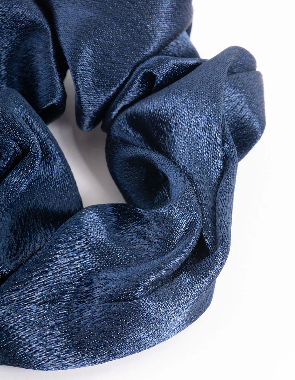 Navy Fabric Satin Scrunchie