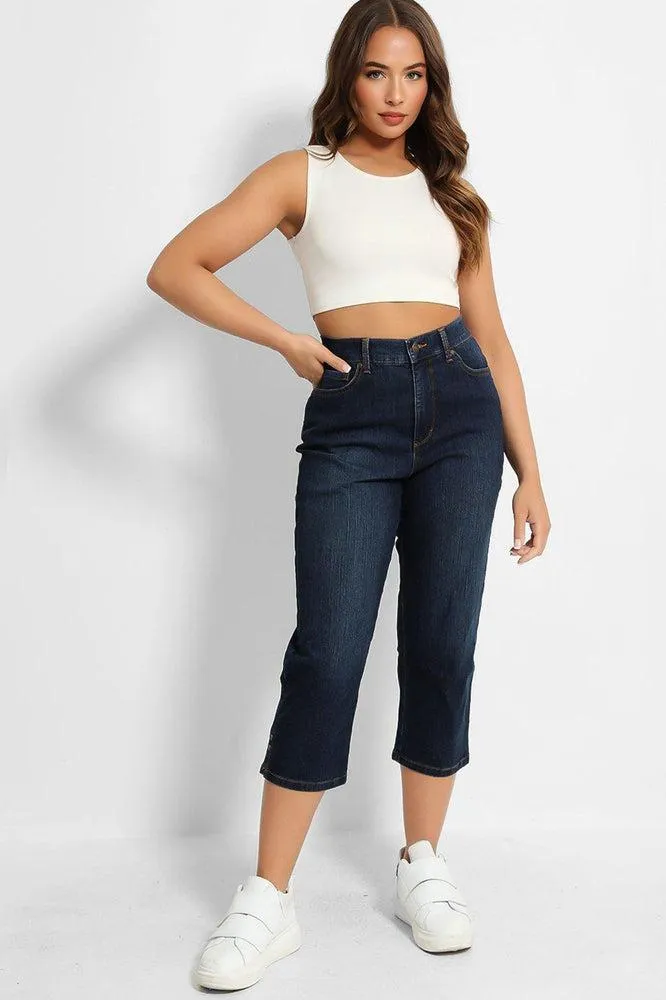 Navy High-Rise Crop Length Jeans