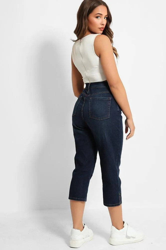 Navy High-Rise Crop Length Jeans