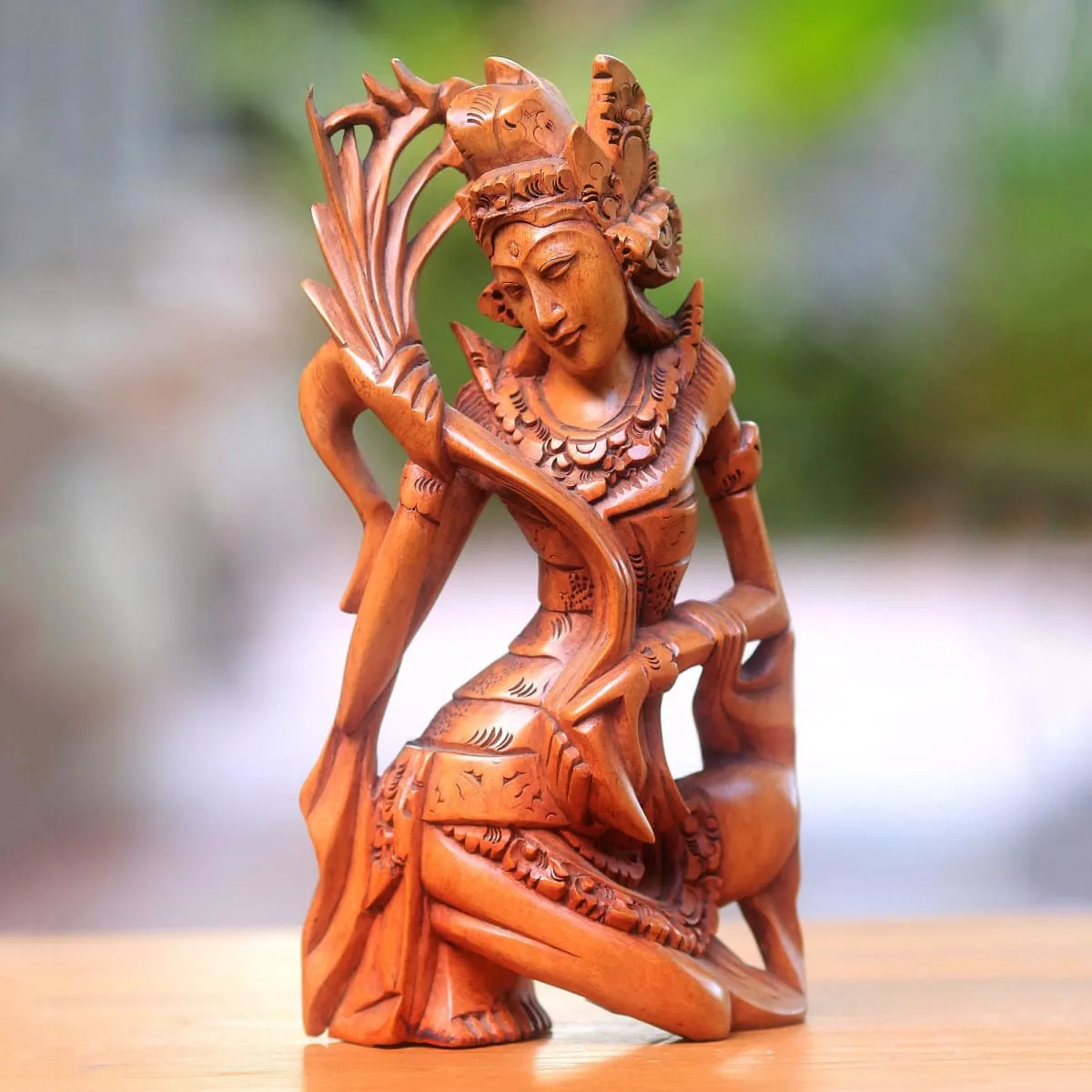 Novica Dancing Sri Wood Sculpture