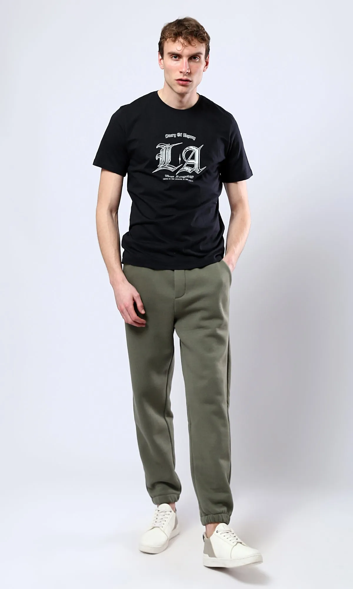 O178960 Los Angeles Short Sleeves Slip On Tee - Black