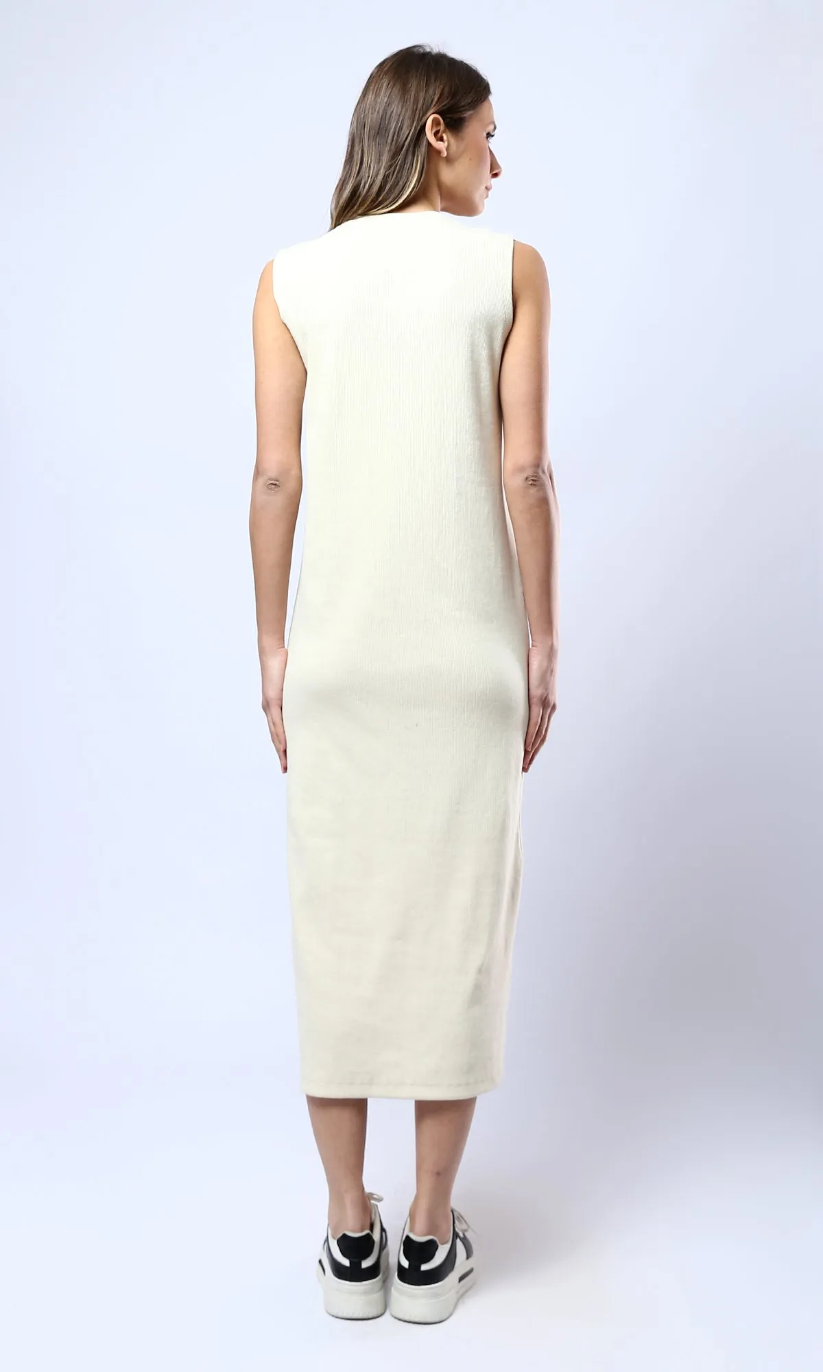 O181648 Light Beige Sleeveless Slip On Summer Bodycon Dress