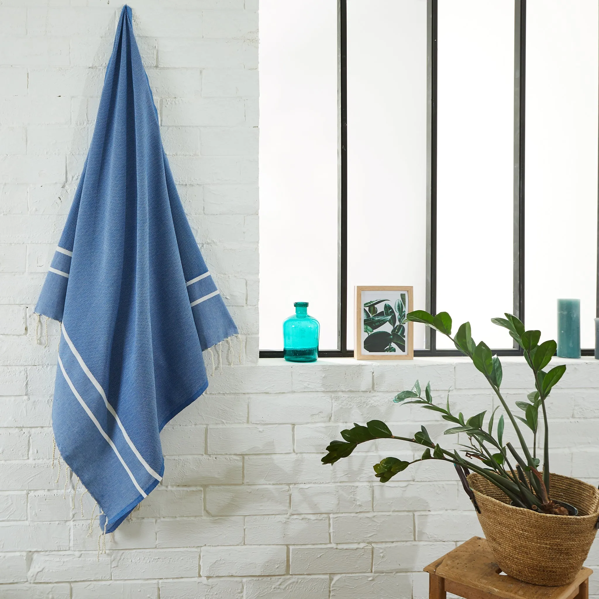 Ocean Blue Herringbone Fouta